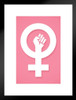 Feminist Female Empowerment Symbol Girl Power Fist Pink Sign Feminism Woman Women Rights Matricentric Empowering Equality Justice Freedom Matted Framed Art Wall Decor 20x26