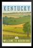 Scenic Kentucky Landscape Rolling Hills Horses Fences Stables Vintage Travel Black Wood Framed Poster 14x20