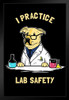 I Practice Lab Safety Labrador Dog Funny Parody LCT Creative Black Wood Framed Poster 14x20