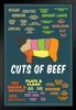 Cuts of Beef Meat Color Coded Chart Butcher Dark Cow Diagram Sign Cow Pictures Wall Decor Cow Pictures Food Picture of a Cow Prints Wall Art Cow Print Wall Decor Black Wood Framed Art Poster 14x20