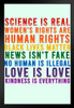 Science Is Real Black Lives Matter Womens Rights LGBTQIA Kindness Rainbow Green Black Wood Framed Poster 14x20