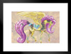 Yellow Pegasus Carousel Horse Unicorn with Flowers by Rose Khan Cool Wall Decor Matted Framed Wall Decor Art Print 20x26