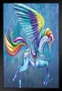 Rainbow Carousel Horse Unicorn Pegasus by Rose Khan Cool Wall Decor Art Print Black Wood Framed Poster 14x20