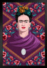 Frida Kahlo Purple Shawl Feminist Cool Wall Decor Art Print Black Wood Framed Poster 12x18