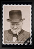 Sir Winston Churchill Centenary Historical Black White Vintage Stamp Photo Black Wood Framed Art Poster 14x20