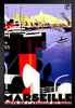 France Marseille Porte Afrique Du Nord African Port Ocean Liner Cruise Ship Vintage Illustration Travel Cool Wall Decor Art Print Black Wood Framed Poster 14x20