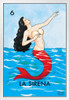 06 La Sirena Mermaid Loteria Card Mexican Bingo Lottery Day Of Dead Dia Los Muertos Decorations Mexico Ocean Sea Fish Party Spanish Native Sign White Wood Framed Art Poster 14x20