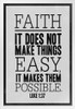 Faith It Does Not Make Things Easy Luke 1 37 Bible White Wood Framed Poster 14x20