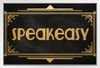 Speakeasy Sign Black Gold Art Deco Retro White Wood Framed Poster 14x20