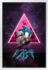 Sonic the Hedgehog Gotta Go Fast Neon Space Video Game Gaming White Wood Framed Poster 14x20