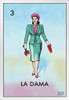 03 La Dama Woman Lady Loteria Card Mexican Bingo Lottery Day Of Dead Dia Los Muertos Decorations Mexico Female Walking Party Spanish Native Sign White Wood Framed Art Poster 14x20
