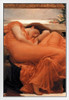 Sir Frederic Leighton Flaming June 1895 Oil Painting Woman Sleeping Oleander Branch White Wood Framed Poster 14x20