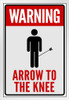 Warning Sign Arrow To The Knee Red White Video Game Gaming White Wood Framed Poster 14x20