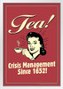 Tea! Crisis Management Since 1652! Retro Humor White Wood Framed Poster 14x20