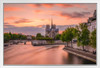 Romantic Sunset Over Notre Dame Paris France Photo Photograph White Wood Framed Poster 20x14