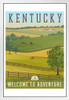 Scenic Kentucky Landscape Rolling Hills Horses Fences Stables Vintage Travel White Wood Framed Poster 14x20