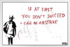 Banksy If At First You Dont Succeed Call An Airstrike Urban Graffiti Stencil Artist White Wood Framed Poster 20x14