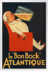 Le Bon Bock Atlantique Vintage French Good Beer Liquor Mug Advertisement France Brewery Liquor Ad Drinking Cigar White Wood Framed Art Poster 14x20