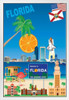 Florida The Sunshine State Travel Sites United States South Miami Beach Sunny Tourism Tourist Illustration Sunset Palm Landscape Pictures Ocean Scenic Scenery White Wood Framed Art Poster 14x20