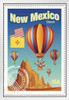 Shiprock New Mexico Hot Air Balloon Vintage Stamp White Wood Framed Poster 14x20