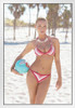 Sexy Girl in Bikini Holding Volleyball at Beach Photo Photograph Sunset Palm Landscape Pictures Ocean Scenic Scenery Tropical Nature Photography Paradise Sports White Wood Framed Art Poster 20x14