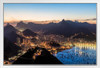 Rio de Janeiro Brazil Skyline at Twilight Photo Photograph White Wood Framed Poster 20x14