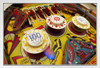 Closeup of a Vintage Pinball Machine Arcade Game Photo Photograph White Wood Framed Poster 20x14