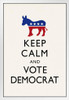 Keep Calm and Vote Democratic White Campaign White Wood Framed Art Poster 14x20