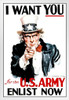 Uncle Sam I Want You Army WPA War Propaganda White Wood Framed Poster 14x20