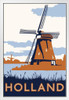 Vintage Holland Travel Netherlands Europe Windmill Illustration Tourism Tourist Ad Visit Scandinavia White Wood Framed Art Poster 14x20