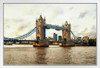 Tower Bridge Thames River in London England UK Photo Photograph White Wood Framed Poster 20x14