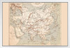Asia 1869 Vintage Antique Style Map Travel World Map with Cities in Detail Map Posters for Wall Map Art Wall Decor Geographical Illustration Travel Destinations White Wood Framed Art Poster 20x14