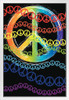 Peace Sign Symbol Colorful Abstract White Wood Framed Poster 14x20