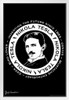 Nikola Tesla Inventing the Future Since 1883 by Brigid Ashwood Black White White Wood Framed Poster 14x20