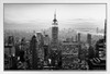 Empire State Building New York City NYC Skyline B&W Photograph Photo Photograph White Wood Framed Poster 20x14