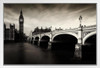 Stark London Big Ben Westminster Bridge Parliament B&W Photo Photograph White Wood Framed Poster 20x14
