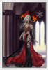 Severeielle Goth Warrior by Nene Thomas Fantasy Poster Red Dragon On Shoulder Kingdom White Wood Framed Art Poster 14x20