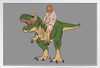 Jesus Riding A T Rex Funny White Wood Framed Poster 14x20