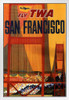 San Francisco Fly TWA Retro Travel White Wood Framed Poster 14x20