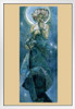 Moon by Alphonse Mucha Feminine Art Deco Art Nouveau Art Prints Mucha Print Art Nouveau Decor Vintage Advertisements Art Poster Ornamental Design Mucha White Wood Framed Art Poster 14x20