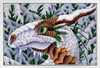 Winters Silent Steps by Carla Morrow Dragon Face Snow Covered Pine Trees White Wood Framed Poster 14x20