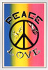 Peace and Love Rainbow Retro Vintage White Wood Framed Poster 14x20