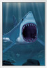 Great White Shark Bite Huge Jaws by Vincent Hie Shark Posters For Walls Shark Pictures Cool Great White Shark Picture Great White Shark Art White Wood Framed Art Poster 14x20