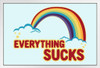 Everything Sucks Retro Rainbow Funny White Wood Framed Poster 14x20
