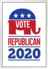 Vote Republican 2020 White Retro Presidential Election Campaign Pro Elect Trump White Wood Framed Art Poster 14x20