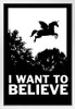 I Want To Believe Unicorn Funny White Wood Framed Poster 14x20
