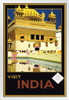 Visit India Delhi House Vintage Travel White Wood Framed Poster 14x20