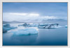 Glacier Lagoon In Jokulsarlon Lake Iceland Sunset Photo White Wood Framed Poster 20x14