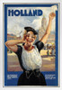 Holland Dutch Girl Vintage Travel White Wood Framed Poster 14x20