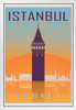 Istanbul Turkey Retro Travel Art White Wood Framed Poster 14x20